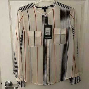 White with black and red stripes dress shirt